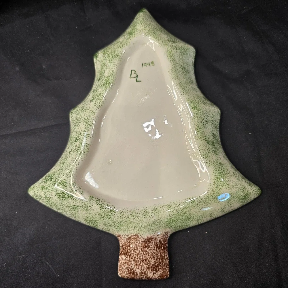 Handmade ceramic Christmas tree shaped candy dish‎ or serving tray